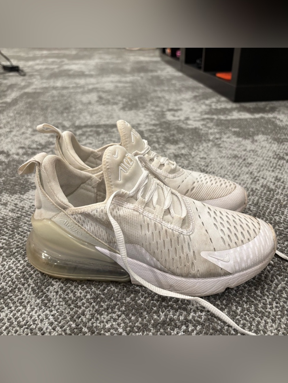 Nike Air Max 270 White Metallic Silver GS Size 4Y Shoes